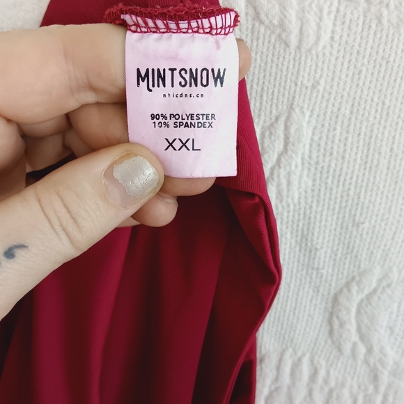 Mint Snow Sheer Red Goddess Maxi Skirt High Thigh Skirts Sexy Dancing Resortwear - Picture 10 of 11